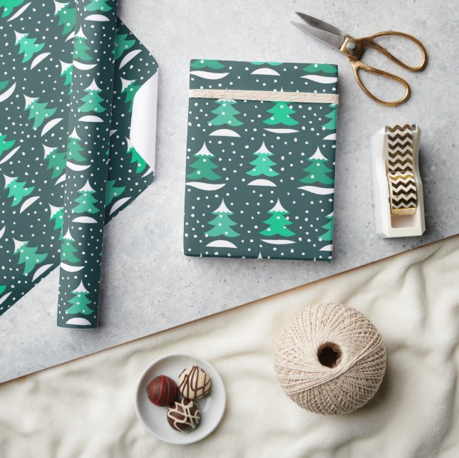 Christmas trees winter pattern Wrapping Paper (Crafts)