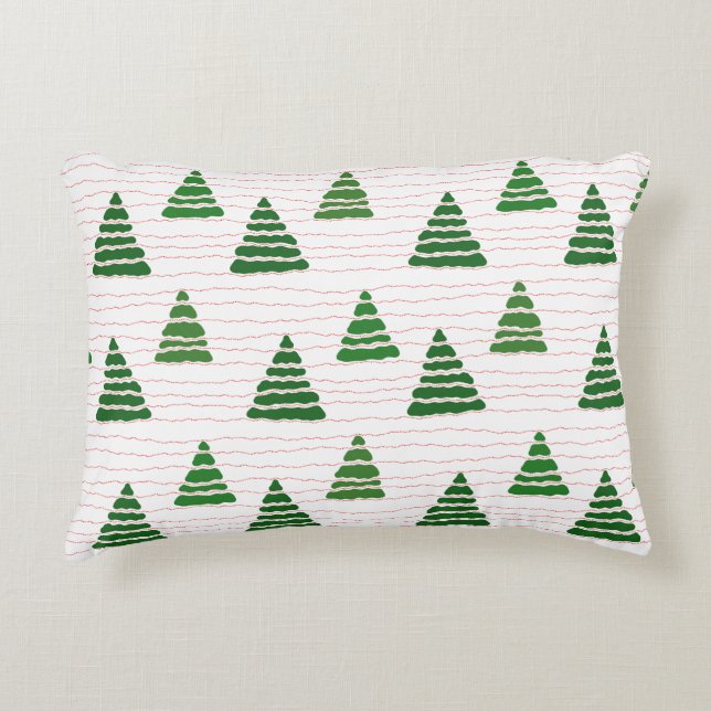 Christmas trees with beads strings pattern decorative cushion (Front)