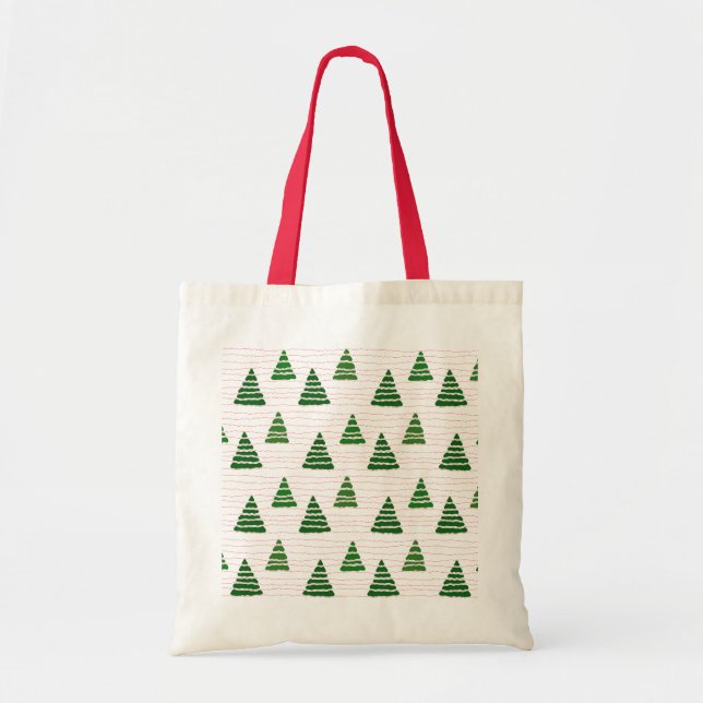 Christmas trees with beads strings pattern tote bag (Front)