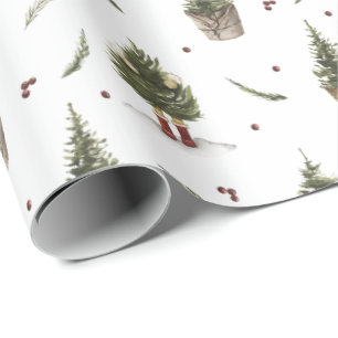 Christmas Trees with Little Boots Gift Wrapping Paper