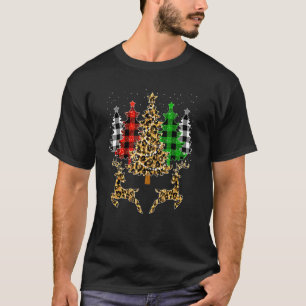 Christmas Trees With Red Plaid & Leopard Print Xm T-Shirt