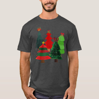 CHRISTMAS TREES, XMAS DECORATED STARS, BOWS AND BA T-Shirt