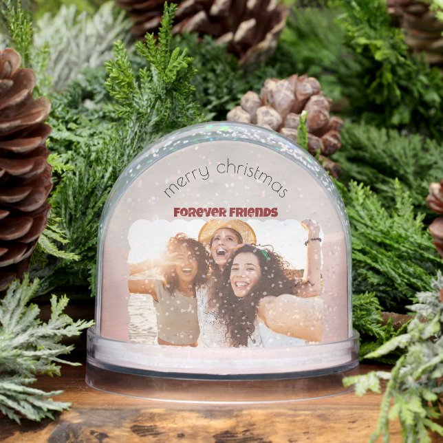 Christmas Trendy Checks Custom Photo Holiday Cards Snowglobe (Winter)