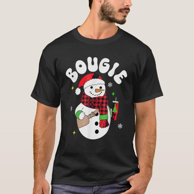 Christmas Trendy Funny Matching Team Snowman Bougi T-Shirt (Front)