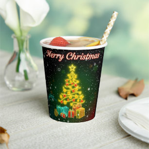 Christmas Trendy Neon Holiday Collection Paper Cups