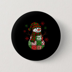 Christmas Trendy Patchwork Snowman Merry Christmas 6 Cm Round Badge