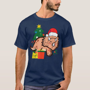 Christmas Triceratops Dinosaur Cute Holiday Santa T-Shirt