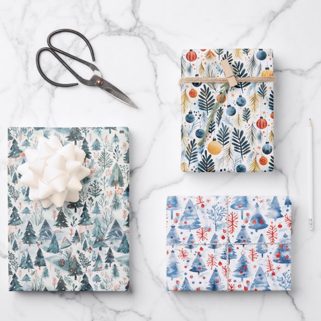 Christmas Trio Wrapping Paper Sheet (Front)