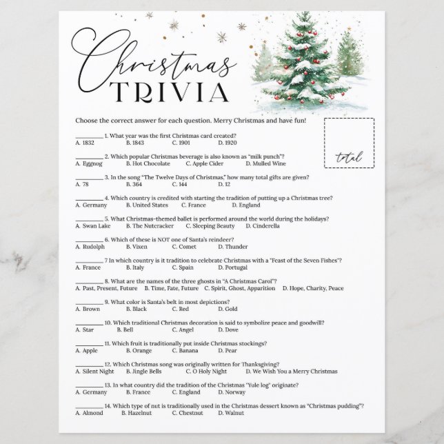 Christmas Trivia Holiday Party Game (Front)
