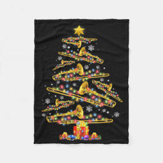 Christmas Trombone Player Xmas Tree Jazz Music Lov Fleece Blanket