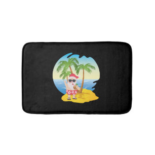 Christmas Tropical Beach Funny Santa Claus Bath Mat