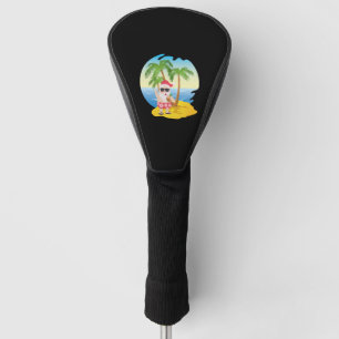 Christmas Tropical Beach Funny Santa Claus Golf Head Cover