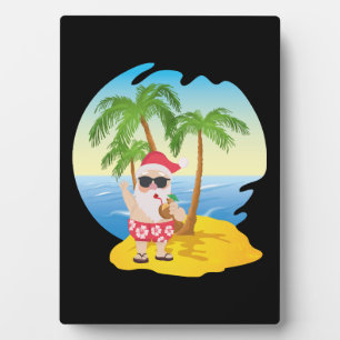 Christmas Tropical Beach Funny Santa Claus Plaque