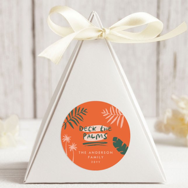 Christmas tropical modern minimal simple colourful classic round sticker (Creator Uploaded)