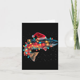 Christmas Trout Fish Funny Fishing Santa Hat Light Card