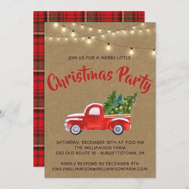 Christmas Truck A Merry Little Christmas Party  Invitation (Front/Back)