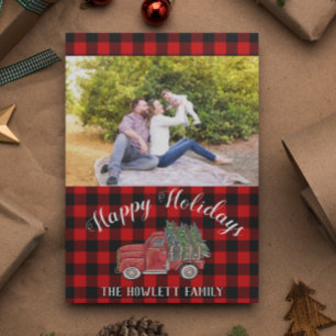 Christmas Truck Buffalo Plaid Photo template