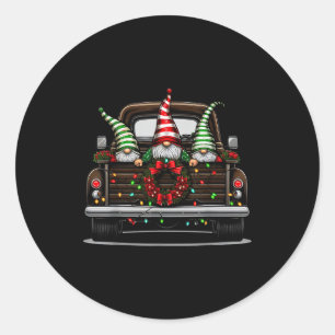 Christmas Truck Cute Gnome  Classic Round Sticker