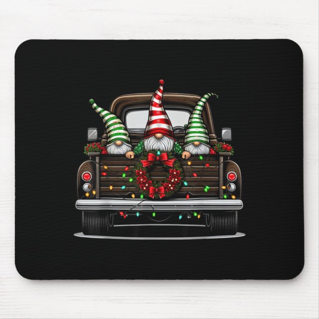 Christmas Truck Cute Gnome  Mouse Pad (Front)