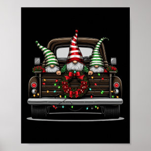 Christmas Truck Cute Gnome  Poster