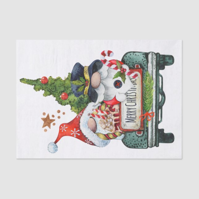 Christmas Truck Gnomes Tissue Paper (Front)
