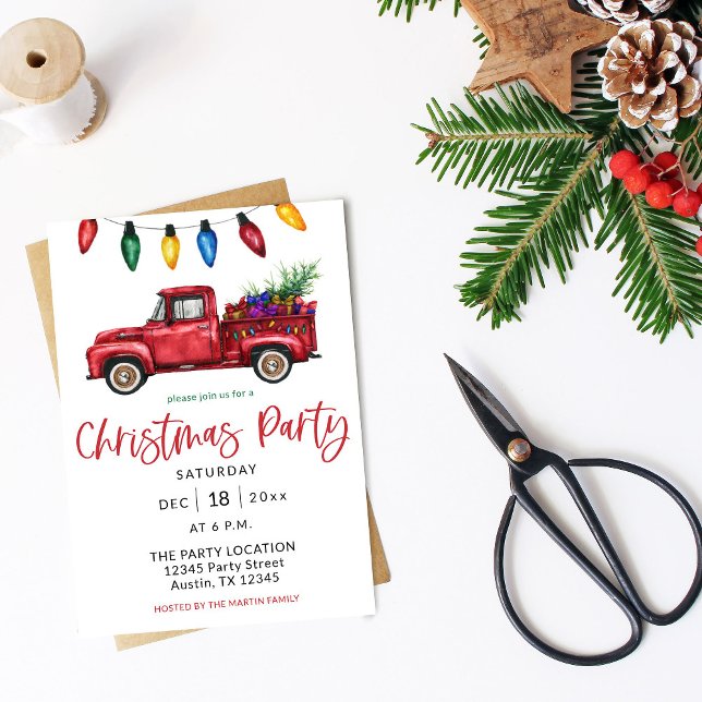 Christmas Truck & Lights Christmas Party Invitation (Creator Uploaded)