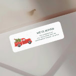 Christmas Truck Moving Announcement Return Address Return Address Label<br><div class="desc">Announce your move this holiday with a cute illustration red truck design. Easily change the details on both the front and the reverse of the card by clicking the "Personalise" button.</div>