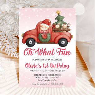 Christmas Truck Oh What Fun Birthday Party Invitation