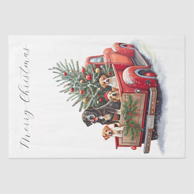 Christmas Truck Puppy Dogs Tissue Paper (Front)