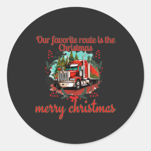 Christmas Truck Route Holiday Driving Festive Jour Classic Round Sticker
