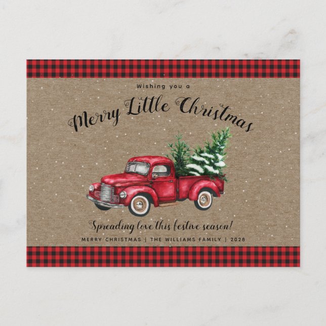 Christmas Truck Tree Merry Little Christmas  Postcard (Front)