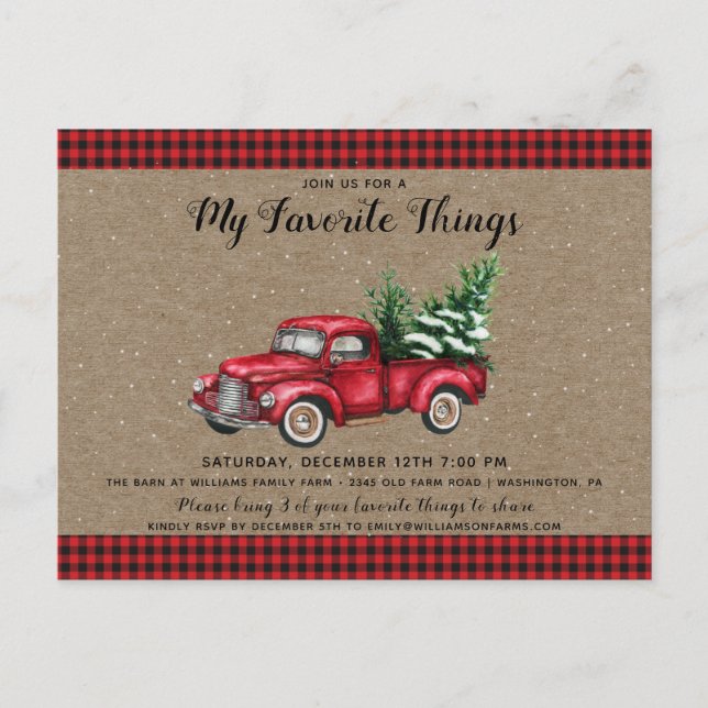 Christmas Truck & Tree My Favourite Things Holiday Postcard (Front)