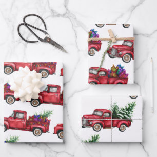 Christmas Truck, Tree, Presents  Wrapping Paper Sheet