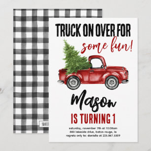 Christmas Truck Winter First Birthday Invite