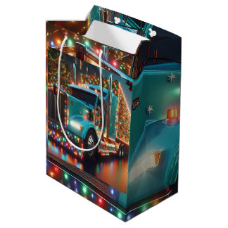 Christmas truck with lights medium gift bag