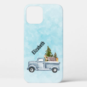 Christmas Truck with Pine Trees & Forest Animals iPhone 12 Case