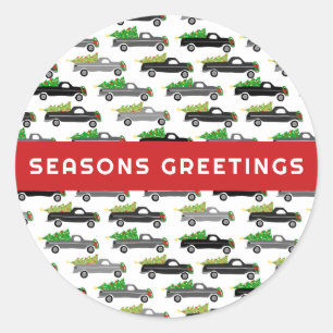 Christmas Trucks Cute CUSTOM Holiday Seasonal Classic Round Sticker