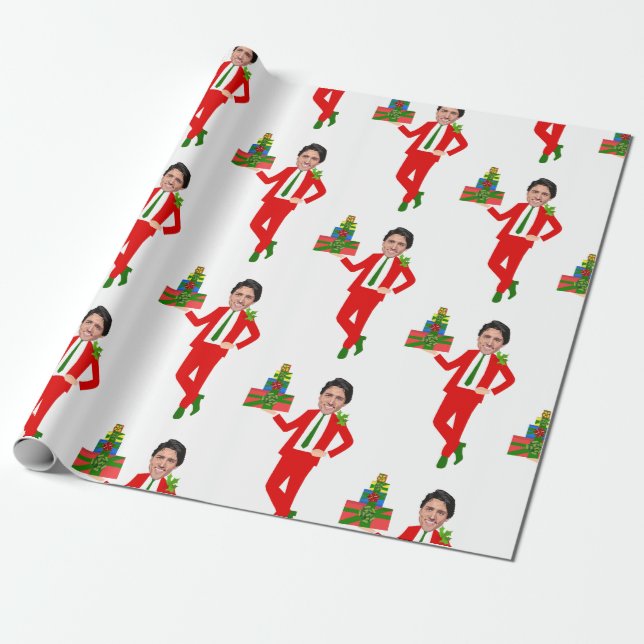 Christmas Trudeau Wrapping Paper (Unrolled)