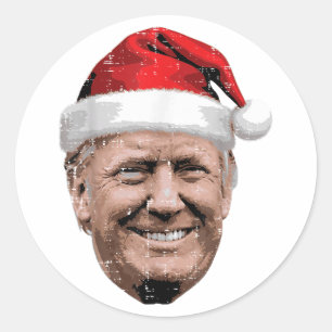 Christmas Trump Face Santa Funny Xmas Meme  Classic Round Sticker