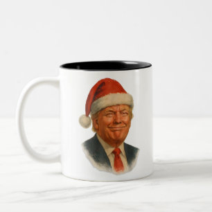 Christmas Trump Face Santa Funny Xmas Meme Two-Tone Coffee Mug