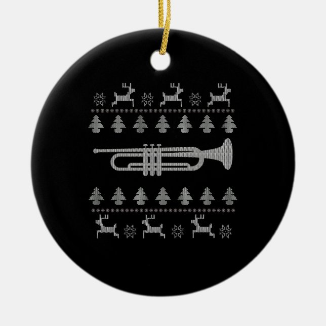 Christmas Trumpet Gift Ceramic Ornament (Front)