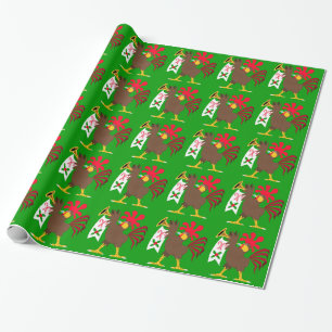 Christmas Trumpeting Rooster Wrapping Paper