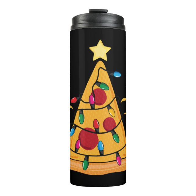 Christmas TShirt for Kids Boys Pizza Xmas Tree Thermal Tumbler (Front)