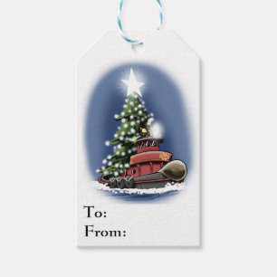 Christmas Tugboat gift tag