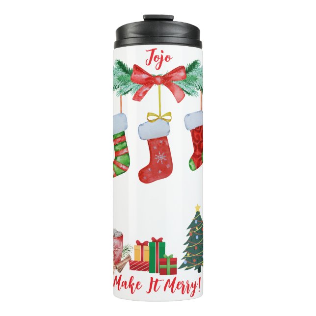 Christmas Tumbler – Festive Stockings and Snowman (Front)