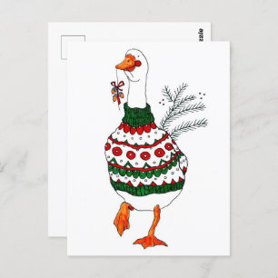 Christmas Turkey in a Sweater Postcard