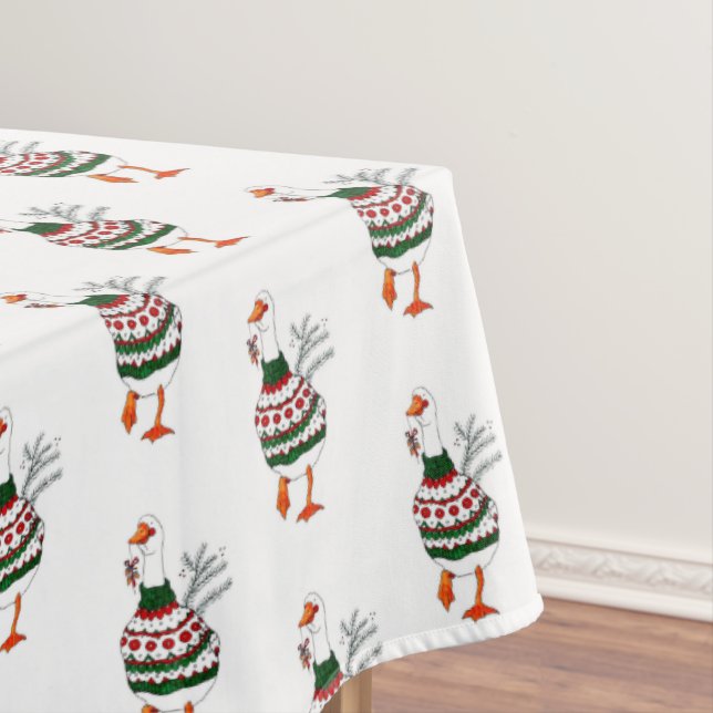 Christmas Turkey in a Sweater Tablecloth (In Situ)
