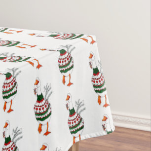 Christmas Turkey in a Sweater Tablecloth