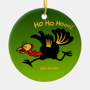 Christmas Turkey Running Away! Ceramic Tree Decoration