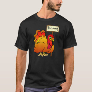 Christmas Turkey With 'Eat Beef' Sign T-Shirt